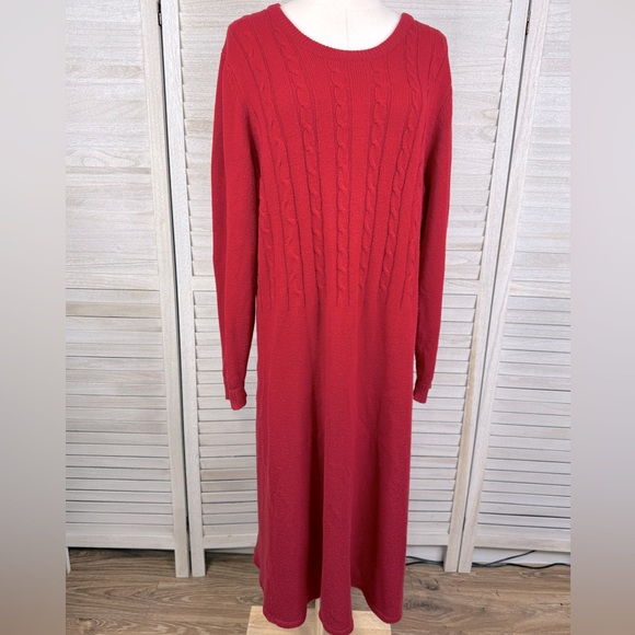 Sara Morgan Dresses & Skirts - SARA MORGAN Vintage Y2K Long Sleeve Cable Knit Sweater Dress Red-XXL